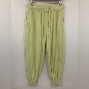 Free People M Terry Radiant Joggers Drawstring Lime 0383 terrycloth green yellow